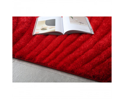 Furnings Ava 3D Red Shag Rug - 3'L x 2'W x 1"H