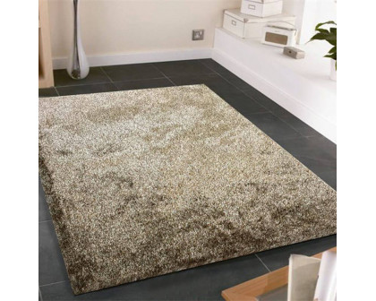 Furnings™ Fuzzy Two Tone Brown Beige Area Rug - 3'L x 2'W x 1"H