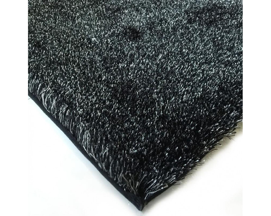 Furnings Fuzzy Two Tone Black Ash Area Rug - 3'L x 2'W x 1"H