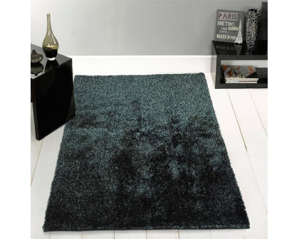 Furnings Fuzzy Two Tone Black Ash Area Rug - 3'L x 2'W x 1"H