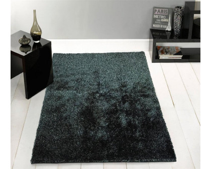 Furnings Fuzzy Two Tone Black Ash Area Rug - 3'L x 2'W x 1"H