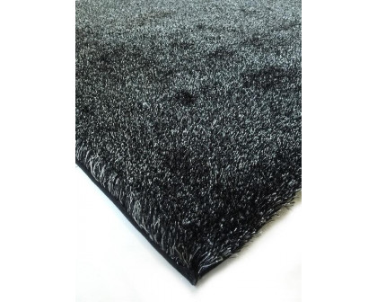 Furnings Fuzzy Two Tone Black Ash Area Rug - 3'L x 2'W x 1"H