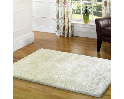 Furnings Fuzzy White Area Rug - 3'L x 2'W x 1"H