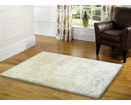 Furnings Fuzzy White Area Rug - 3'L x 2'W x 1"H