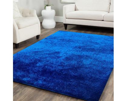 Furnings Fuzzy Electro Blue Area Rug - 3'L x 2'W x 1"H