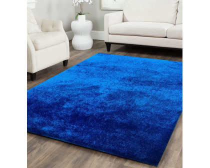 Furnings Fuzzy Electro Blue Area Rug - 3'L x 2'W x 1"H