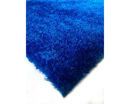 Furnings Fuzzy Electro Blue Area Rug - 3'L x 2'W x 1"H