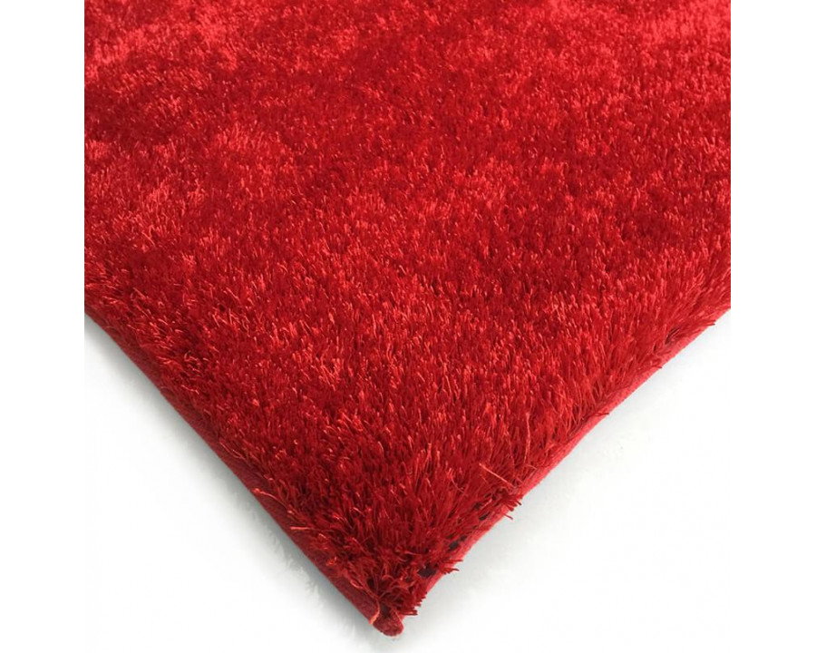 Furnings Fuzzy Red Area Rug - 3'L x 2'W x 1"H