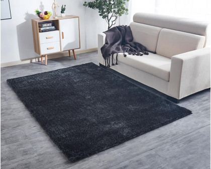 Furnings Fuzzy Gray Area Rug - 3'L x 2'W x 1"H