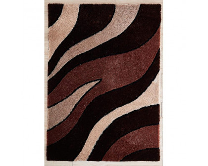 Furnings Aria Brown & Beige Soft Pile Shaggy Area Rug - 3'L x 2'W x 1"H