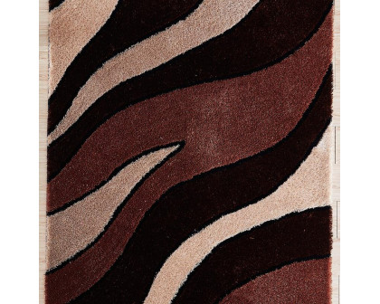 Furnings Aria Brown & Beige Soft Pile Shaggy Area Rug - 3'L x 2'W x 1"H