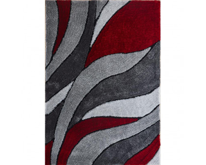 Furnings - Aria Red & Gray Soft Pile Shaggy Area Rug