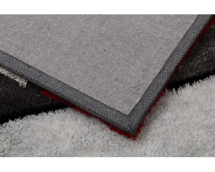 Furnings Aria Red & Gray Soft Pile Shaggy Area Rug - 3'L x 2'W x 1"H