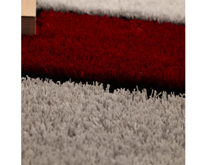 Furnings Aria Red & Gray Soft Pile Shaggy Area Rug - 3'L x 2'W x 1"H