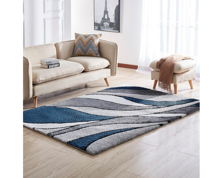 Furnings - Aria Blue & Gray Soft Pile Shaggy Area Rug