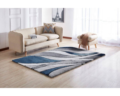 Furnings Aria Blue & Gray Soft Pile Shaggy Area Rug - 3'L x 2'W x 1"H