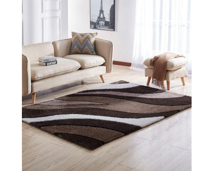 Furnings - Aria Olive & White Soft Pile Shaggy Area Rug