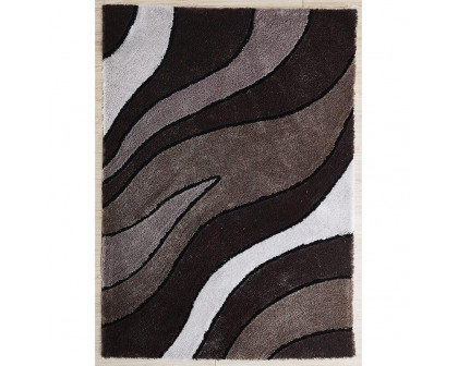 Furnings Aria Olive & White Soft Pile Shaggy Area Rug - 3'L x 2'W x 1"H