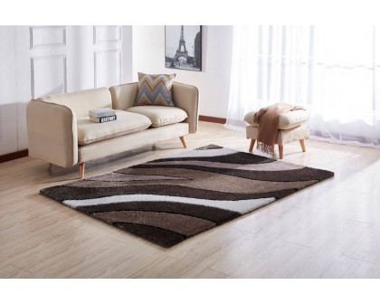 Furnings Aria Olive & White Soft Pile Shaggy Area Rug - 3'L x 2'W x 1"H