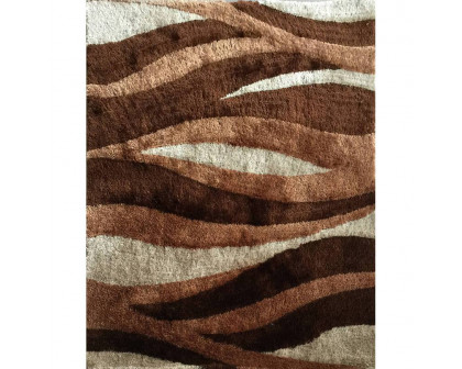 Furnings - Aria Beige & Brown Soft Pile Shaggy Area Rug