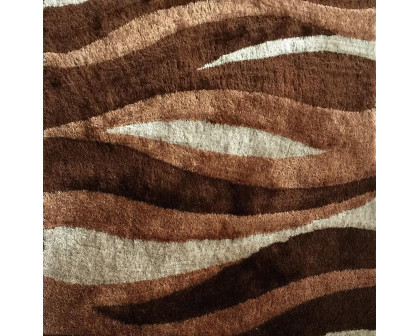 Furnings Aria Beige & Brown Soft Pile Shaggy Area Rug - 3'L x 2'W x 1"H