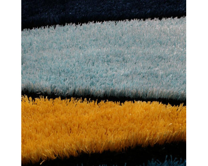 Furnings Aria Yellow and Blue Shag Area Rug - 3'L x 2'W x 1"H