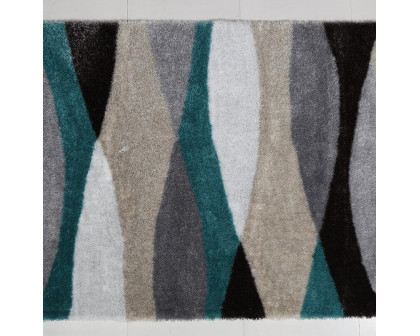 Furnings Aria Gray & Turquoise Soft Pile Shaggy Area Rug - 3'L x 2'W x 1"H