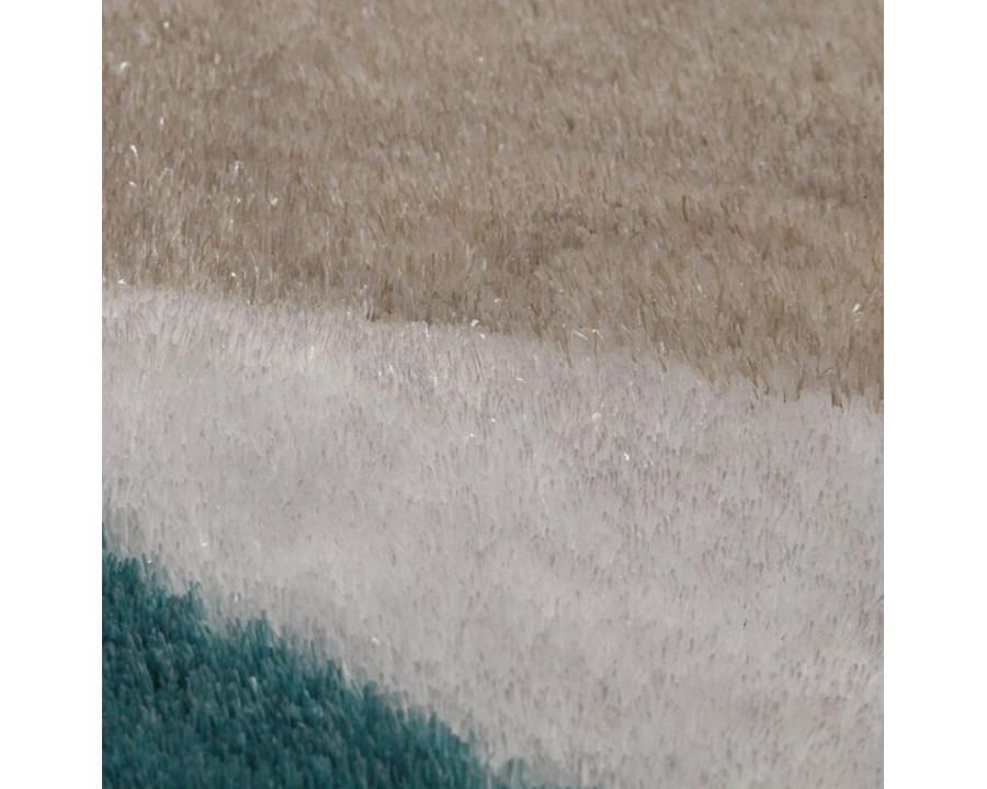 Furnings Aria Gray & Turquoise Soft Pile Shaggy Area Rug - 7'L x 5'W x 1"H