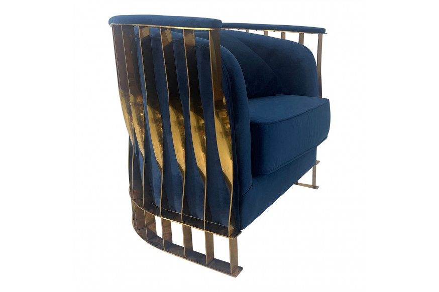 Furnings™ - Navy Blue and Gold Sofa Chair