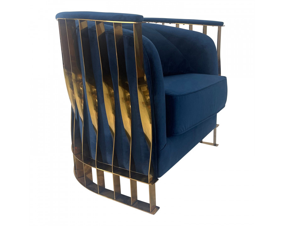 Furnings - Navy Blue and Gold Sofa Chair