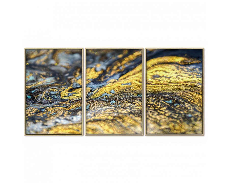 Furnings - "Golden Stream" Acrylic Framed Wall Art