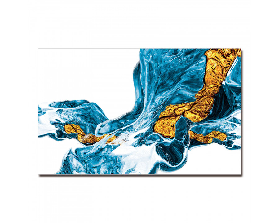 Furnings - Abstract Turquoise and Yellow Acrylic Print Unframed Wall Art