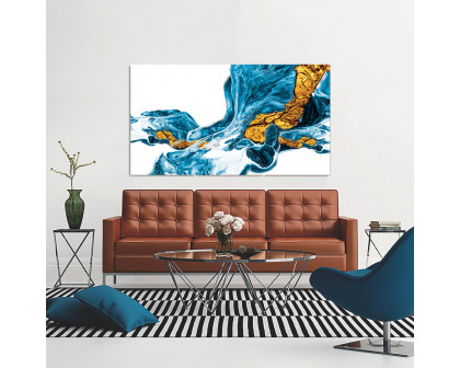 Furnings - Abstract Turquoise and Yellow Acrylic Print Unframed Wall Art