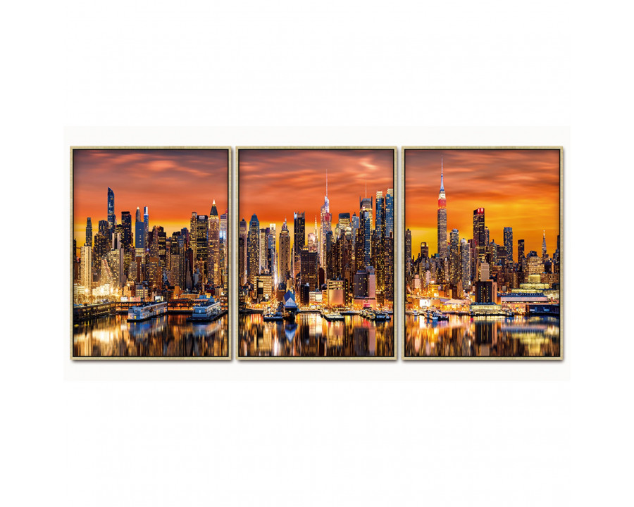 Furnings - "NYC Harbor at Dusk" Acrylic Framed Wall Art