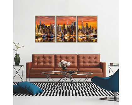 Furnings - "NYC Harbor at Dusk" Acrylic Framed Wall Art