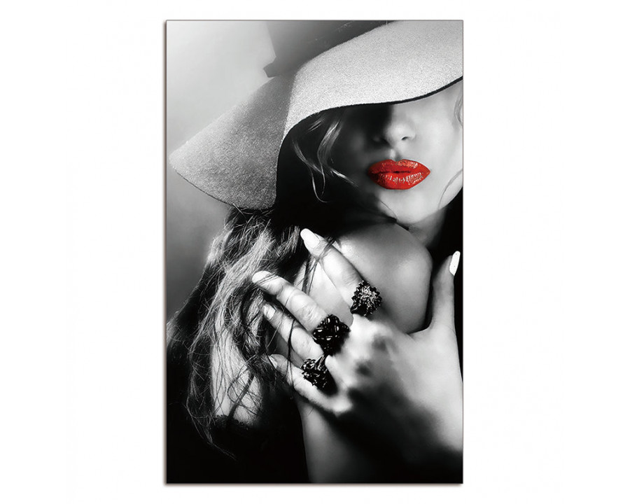 Furnings - Red Lips and Sexy Hat Acrylic Print Unframed Wall Art