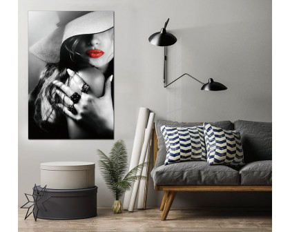 Furnings - Red Lips and Sexy Hat Acrylic Print Unframed Wall Art