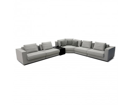 Furnings Modular Gray Sectional Living Room Set - 6 Pcs Full Set