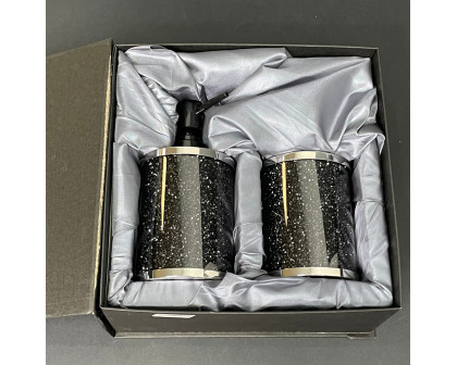 Furnings - Soap Dispenser and Toothbrush Holder in Gift Box, Gold Crushed Diamond Glass