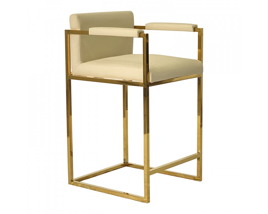 Furnings - Gold and Beige Bar Stool 18.5"W X 24"D X 36"H