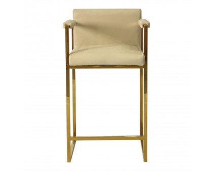 Furnings - Gold and Beige Bar Stool 18.5"W X 24"D X 36"H