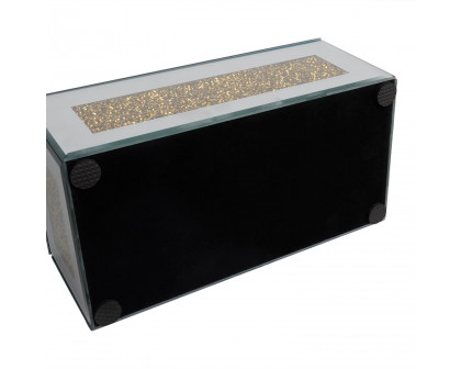 Furnings Mirrored Tissue Holder in Gift Box in Gift Box, Gold Crushed Diamond Glass Accent