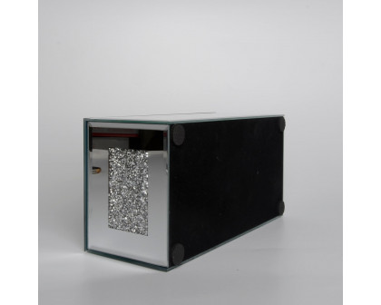 Furnings Mirrored Tissue Holder in Gift Box in Gift Box, Silver Crushed Diamond Glass Accent