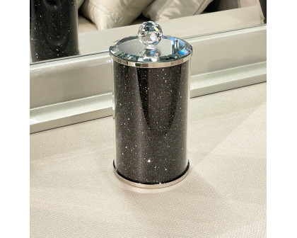 Furnings Black Crushed Diamond Glass Canister in Gift Box - 8"H x 4"D