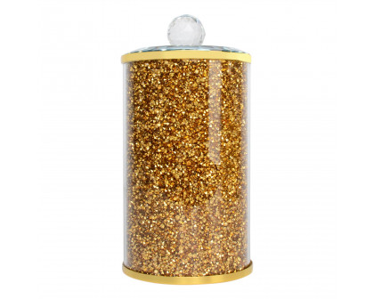 Furnings - Gold Crushed Diamond Glass Canister in Gift Box