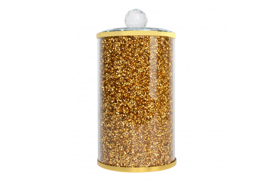 Furnings™ Gold Crushed Diamond Glass Canister in Gift Box - 8"H x 4"D