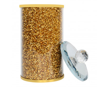 Furnings™ Gold Crushed Diamond Glass Canister in Gift Box - 8"H x 4"D