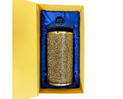 Furnings™ Gold Crushed Diamond Glass Canister in Gift Box - 8"H x 4"D