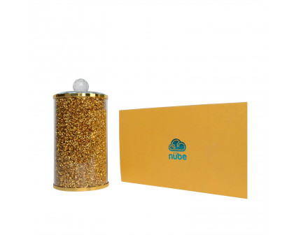 Furnings™ Gold Crushed Diamond Glass Canister in Gift Box - 8"H x 4"D