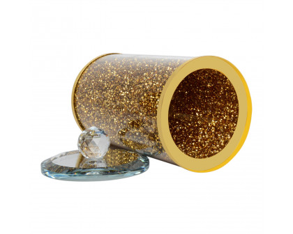 Furnings™ Gold Crushed Diamond Glass Canister in Gift Box - 8"H x 4"D